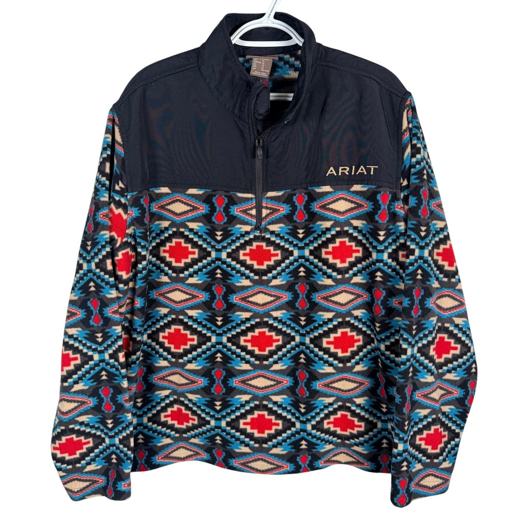 Ariat 1/4 Zip Fleece Pullover Mens XL Southwestern Aztec Long Sleeve